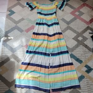 Altar'd State Off The Shoulder Boho Striped Maxi Dress